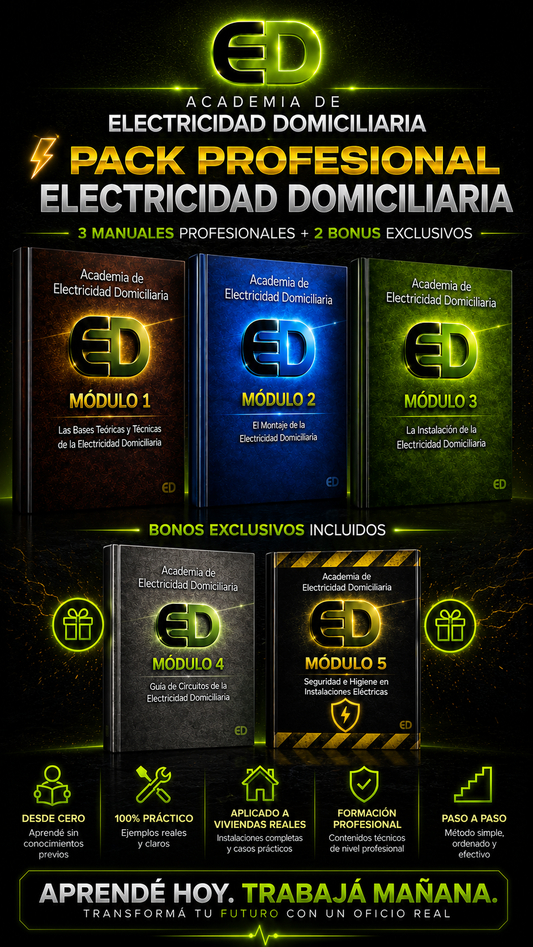 Pack Profesional Electricidad Domiciliaria | 3 Manuales + Bonus Exclusivos